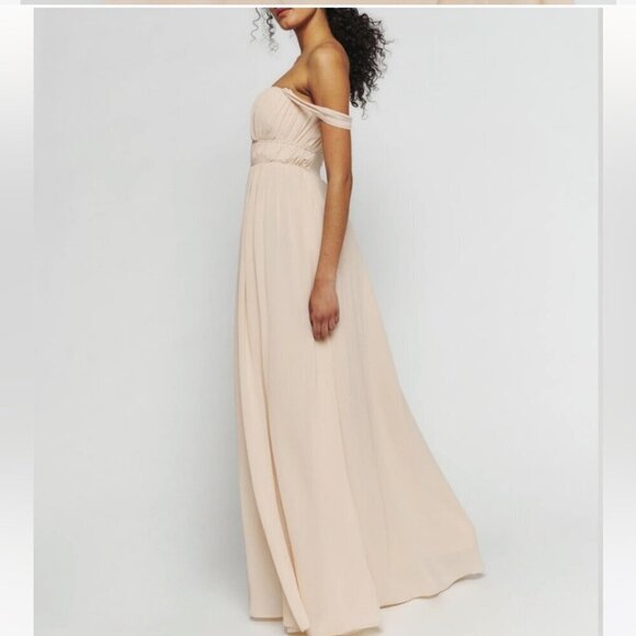 NEW Reformation Jayde Dress Size 8P Prosecco NWT Bridesmaid Maxi - Picture 4 of 10